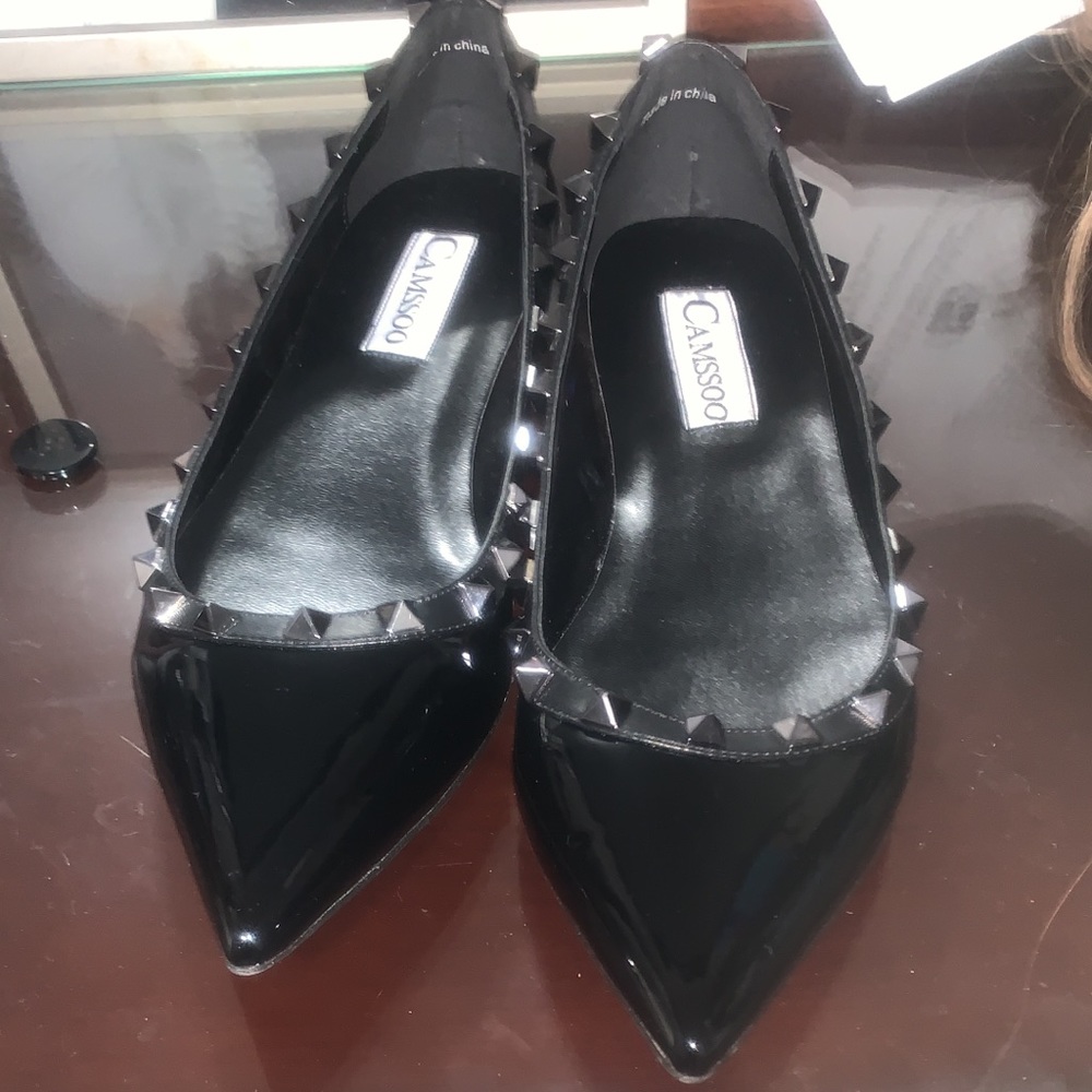 Valentino style black rockstud flats 40 fits sz 8